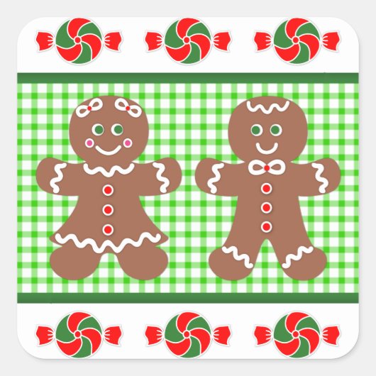 Gingerbrood Holiday Vierkante Sticker (Voorkant)