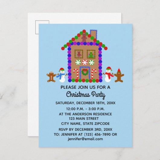 Gingerbrood House #1 Uitnodiging Briefkaart (Voorkant / Achterkant)