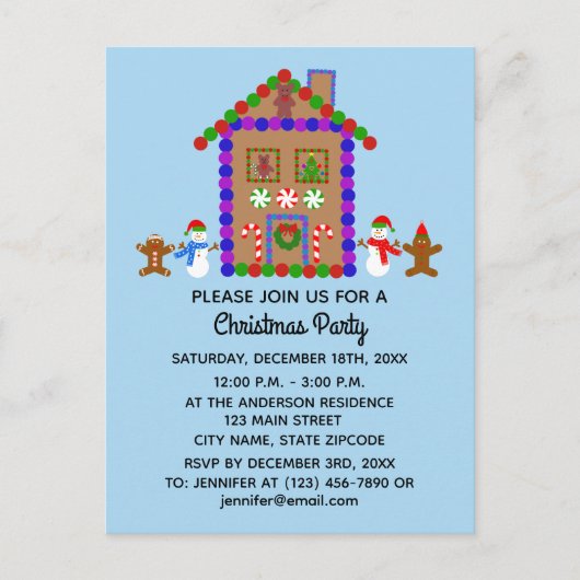 Gingerbrood House #1 Uitnodiging Briefkaart (Voorkant)