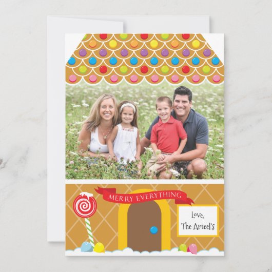 Gingerbrood House | 4 Label met kerstkaart (Voorkant)