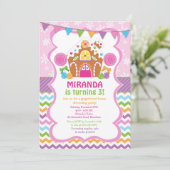 Gingerbrood House Birthday Invitation Kaart (Staand voorkant)
