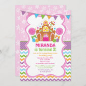 Gingerbrood House Birthday Invitation Kaart (Voorkant / Achterkant)