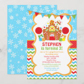 Gingerbrood House Birthday Invitation Kaart (Voorkant / Achterkant)