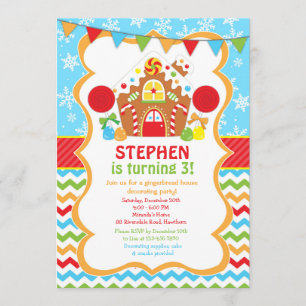 Gingerbrood House Birthday Invitation Kaart