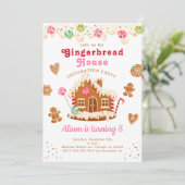 Gingerbrood House Birthday Party Invitation Kaart (Staand voorkant)