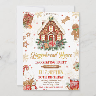 Gingerbrood House Birthday Party Invitation Kaart