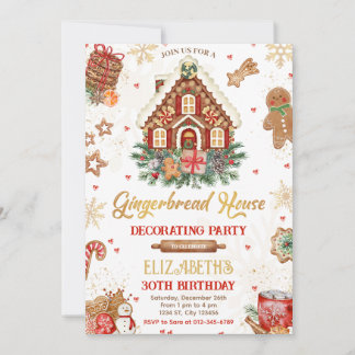 Gingerbrood House Birthday Party Invitation Kaart