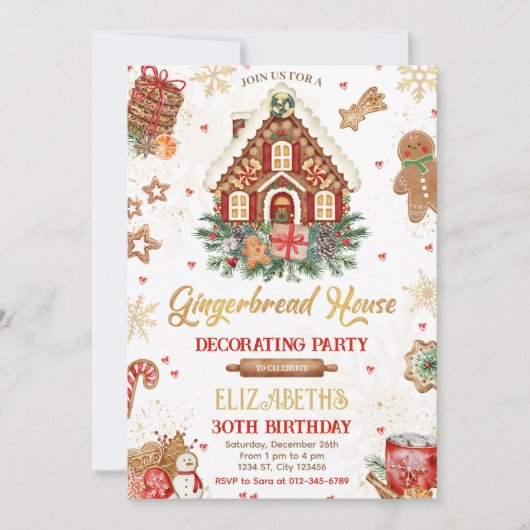 Gingerbrood House Birthday Party Invitation Kaart (Voorkant)