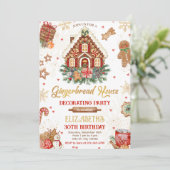 Gingerbrood House Birthday Party Invitation Kaart (Staand voorkant)