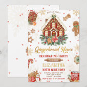 Gingerbrood House Birthday Party Invitation Kaart (Voorkant / Achterkant)