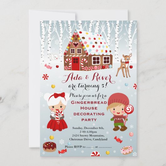 Gingerbrood House Birthday Party Invitation Kaart (Voorkant)