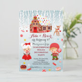 Gingerbrood House Birthday Party Invitation Kaart (Staand voorkant)