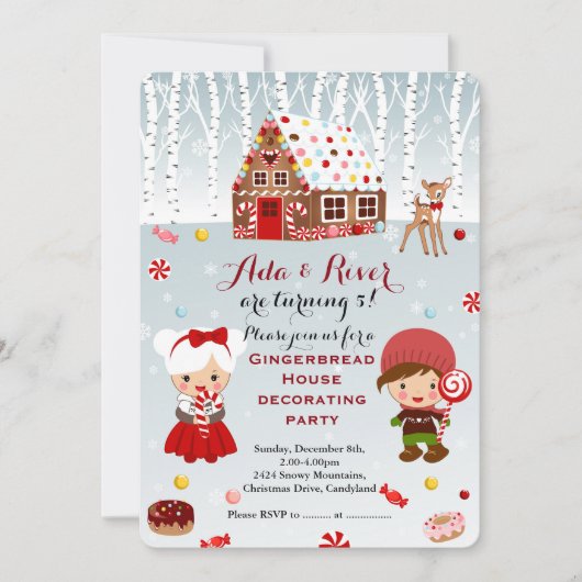Gingerbrood House Birthday Party Invitation Kaart (Voorkant)