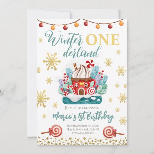 Gingerbrood house Birthday Party Invite Kaart (Voorkant)