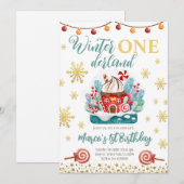 Gingerbrood house Birthday Party Invite Kaart (Voorkant / Achterkant)