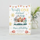Gingerbrood house Birthday Party Invite Kaart (Staand voorkant)