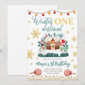 Gingerbrood house Birthday Party Invite Kaart (Voorkant / Achterkant)