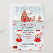 Gingerbrood House Birthday Party tweeling Uitnodig Kaart (Voorkant)