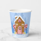 Gingerbrood House Blue Holiday Paper Cups Papieren Bekers (Voorkant)