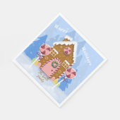 Gingerbrood House Blue Holiday Paper Napkins Servet (Hoek)