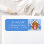 Gingerbrood House Blue Return Address Labels (Insitu)