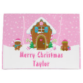 Gingerbrood House Bright Pink Merry Kerstry Groot Cadeauzakje (Voorkant)