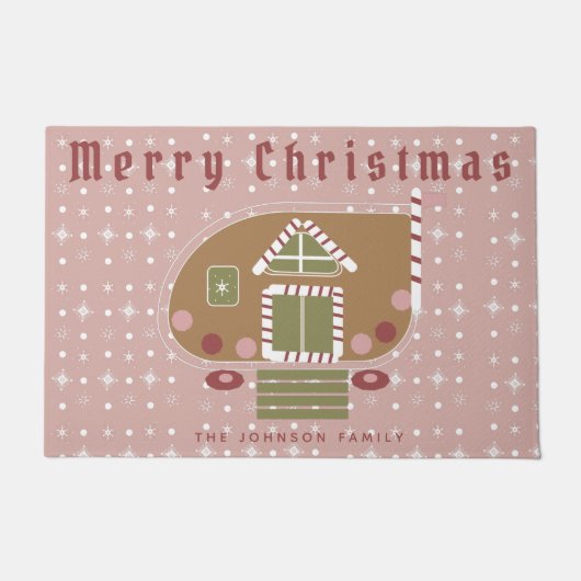 Gingerbrood House Camper Familienaam Doormat Deurmat (Voorkant)