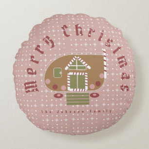 Gingerbrood House Camper Familienaam Rond Kussen