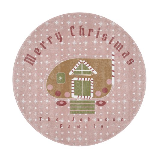 Gingerbrood House Camper Familienaam Snijplank (Voorkant)