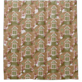 Gingerbrood House Camper Pink Douchegordijn (Voorkant)