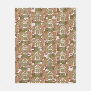 Gingerbrood House Camper Pink Fleece Deken