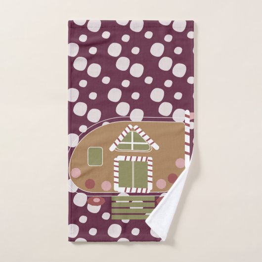 Gingerbrood House Camper Wine Bath Towel Set Bad Handdoek (Handdoek)