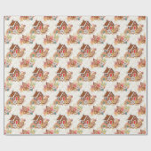 Gingerbrood House Candy Cane Retro kerstcadeau Cadeaupapier (Vlak)