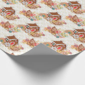 Gingerbrood House Candy Cane Retro kerstcadeau Cadeaupapier (Hoek)