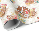 Gingerbrood House Candy Cane Retro kerstcadeau Cadeaupapier (Rol Hoek)