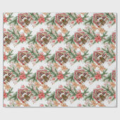 Gingerbrood House Candy Cane Retro kerstcadeau Cadeaupapier (Vlak)