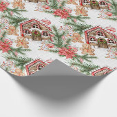 Gingerbrood House Candy Cane Retro kerstcadeau Cadeaupapier (Hoek)