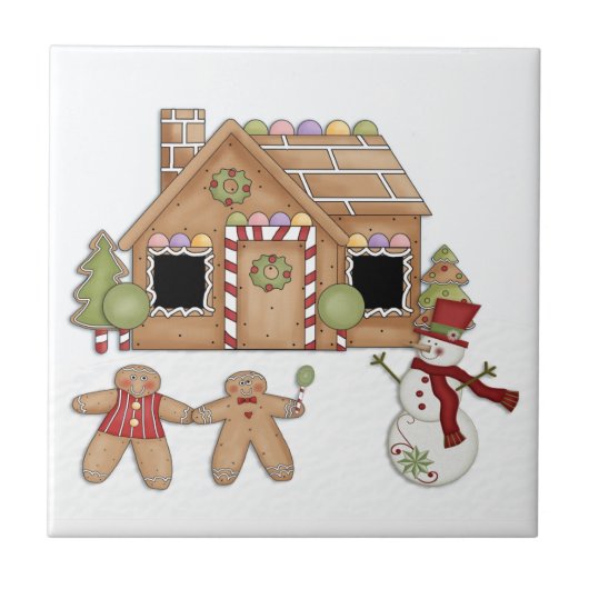 Gingerbrood House Ceramic Tile Tegeltje (Voorkant)