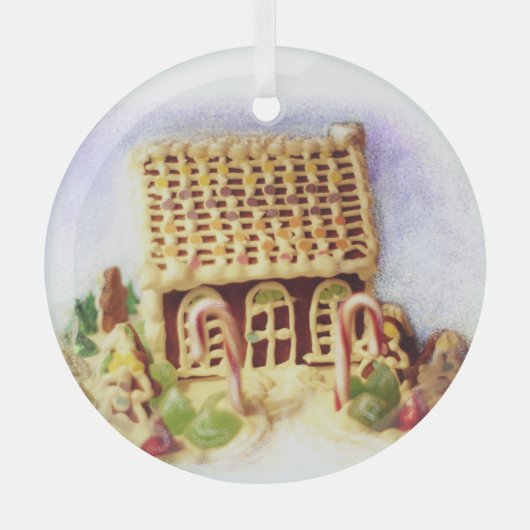 Gingerbrood House Circle Glas Ornament (Voorkant)