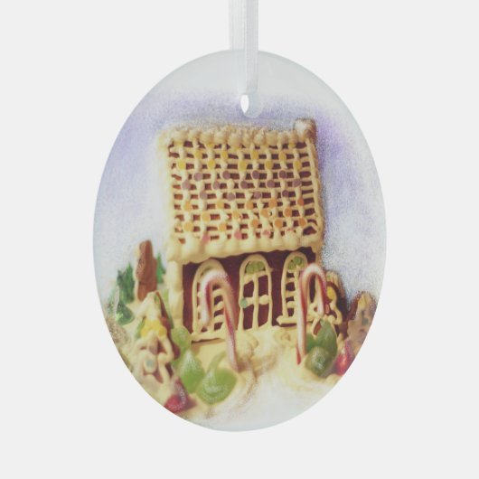 Gingerbrood House Circle Glas Ornament (Voorkant Rechts)
