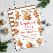 Gingerbrood House Cookie Decorating Birthday Invit Kaart