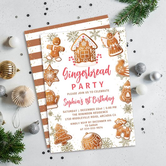 Gingerbrood House Cookie Decorating Birthday Invit Kaart