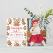 Gingerbrood House Cookie Decorting Birthday Foto Kaart (Staand voorkant)