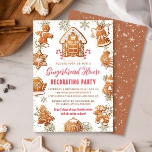 Gingerbrood House Cookie Decorting Party Holiday Kaart