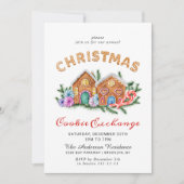 Gingerbrood House Cookie Exchange Kerstmis Kaart (Voorkant)