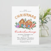 Gingerbrood House Cookie Exchange Kerstmis Kaart (Staand voorkant)