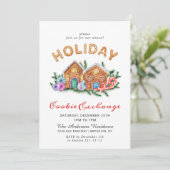 Gingerbrood House Cookie Exchange Kerstmis Kaart (Staand voorkant)
