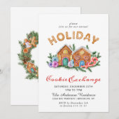 Gingerbrood House Cookie Exchange Kerstmis Kaart (Voorkant / Achterkant)