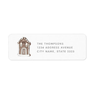 Gingerbrood House Cookie Holiday Return Address Etiket