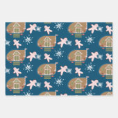 Gingerbrood House Cookies Pink Snowflakes Inpakpapier Vel (Voorkant 3)